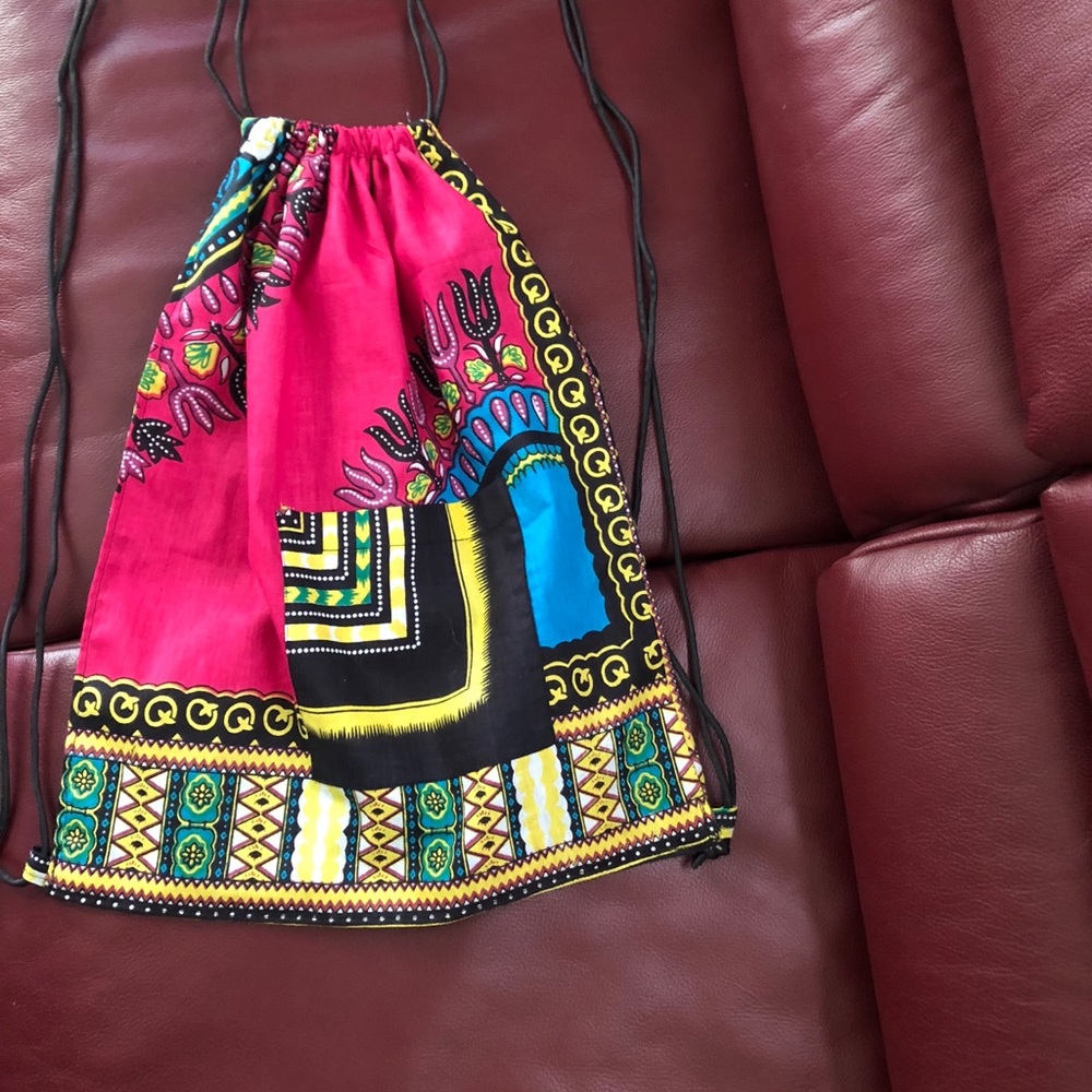 African print drawstring backpack